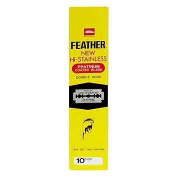 Лезвия Feather Hi-Stainless 81-S, платиновое покрытие (желтая уп), 20 уп. по 10 лезвий