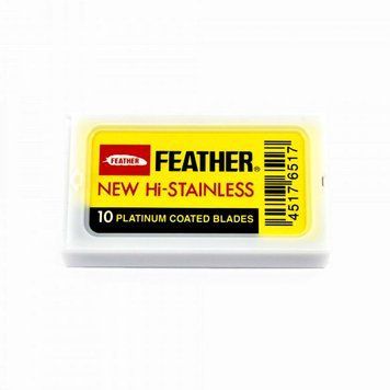 Лезвия Feather Hi-Stainless 81-S, платиновое покрытие (желтая уп), 10 лезвий