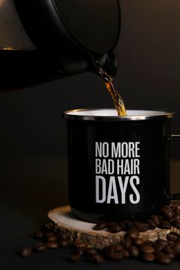 Кружка емалированная "NO MORE BAD HAIR DAYS", 380 мл