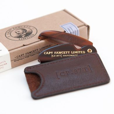 232379 Подарочный набор: гребень для усов и кожаный чехол ручной работы Captain Fawcett’s