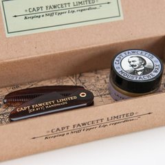 6671 Подарунковий набір складний карманний гребінь та віск для вус лаванда Captain Fawcett’s Wax Lavender and Moustache Comb